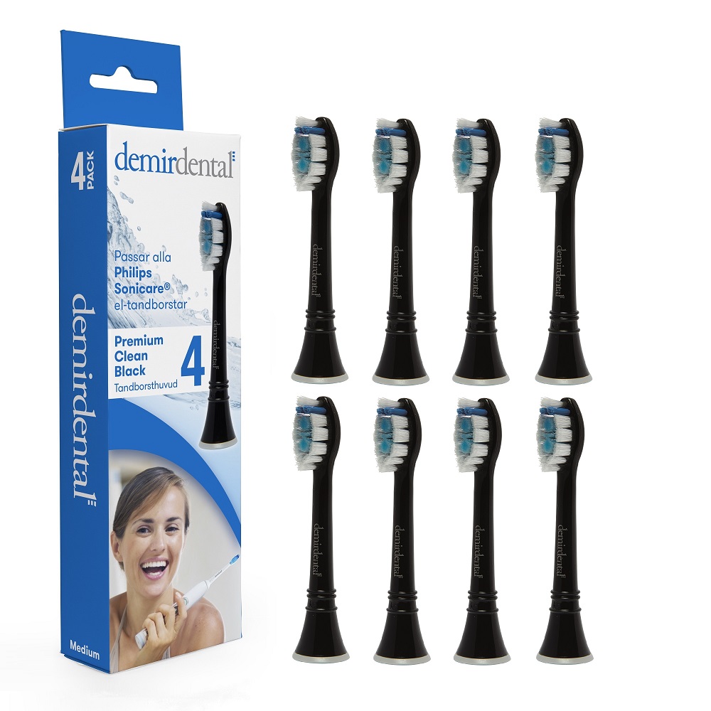 Premium Clean Black Tandborsthuvud 8-pack