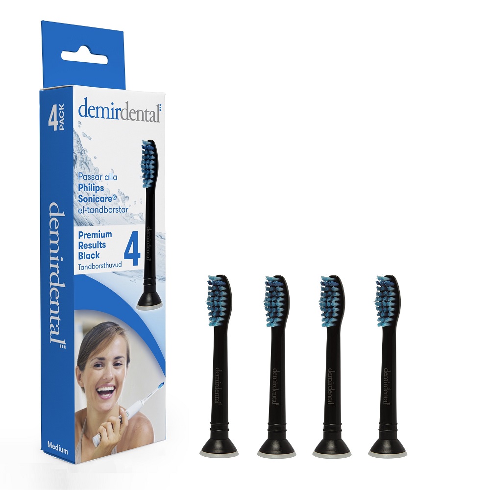 Premium Results Black Tandborsthuvud 4-pack