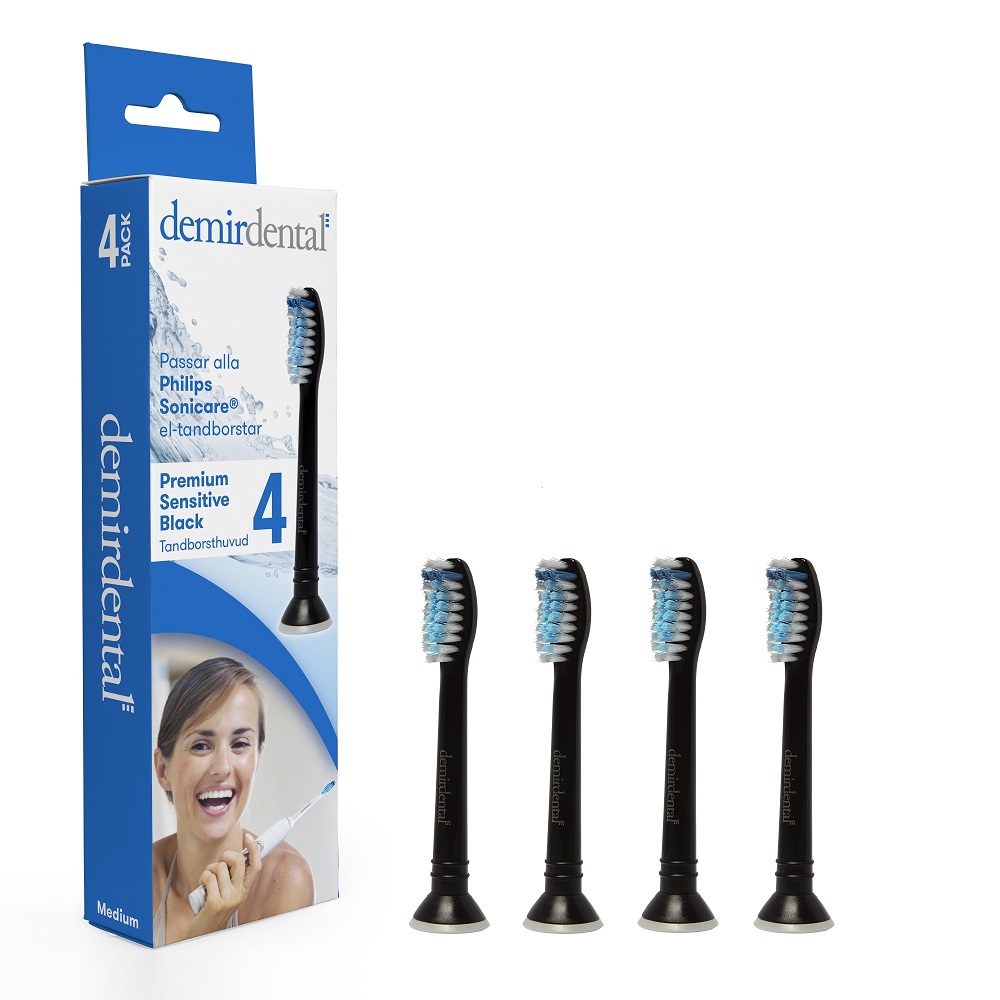 Premium Sensitive Black Tandborsthuvud 4-pack