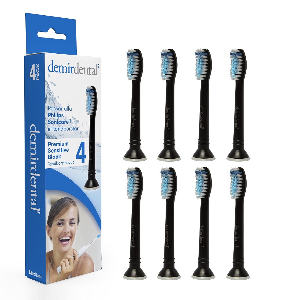 Premium Sensitive Black Tandborsthuvud 8-pack