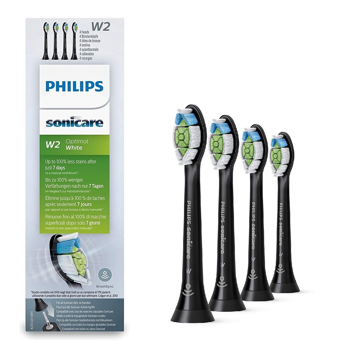 Philips Sonicare Optimal White W2 Svart Tandborsthuvud 4-pack